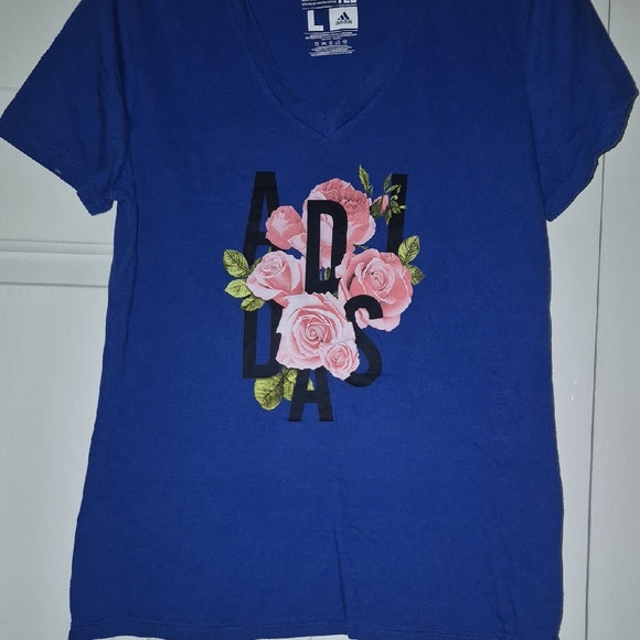 adidas Tops - Adidas  Blue Tee with Floral Graphic